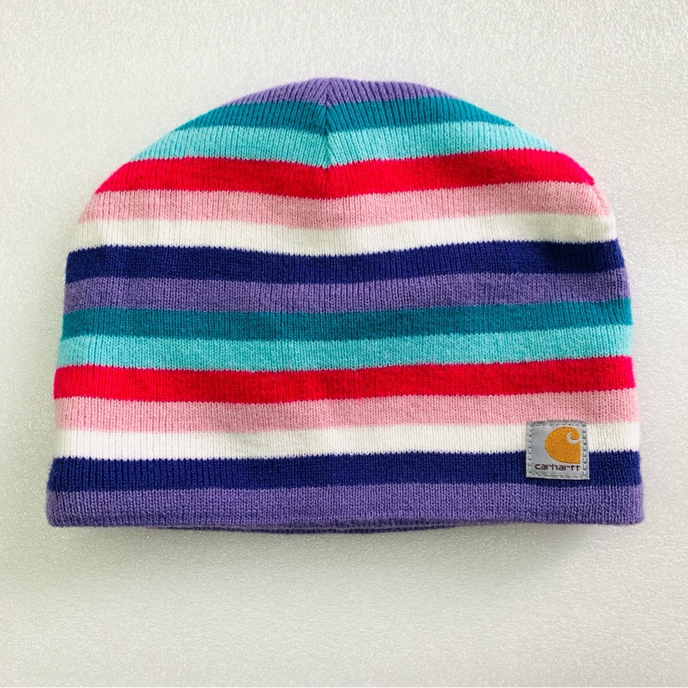 Carhartt Striped Knit Beanie Child Hat Fleece Lined